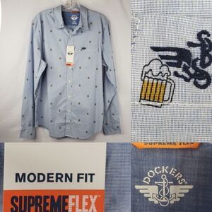 NEW Levi's BEER MUG BAR LONG SLEEVE DRINKING PARTY BARTENDER SHIRT NWT MEDIUM M